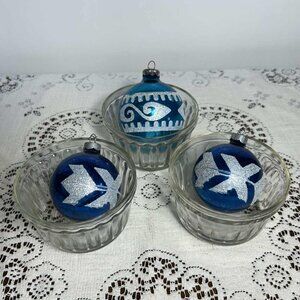 MCM USA blue & glitter ornaments